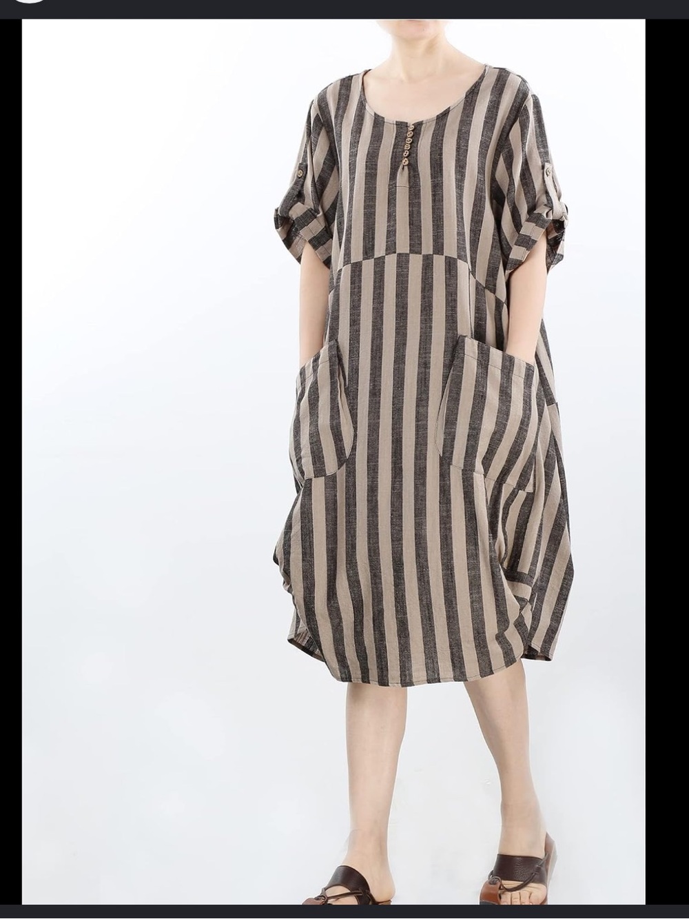EUC cotton linen striped tunic